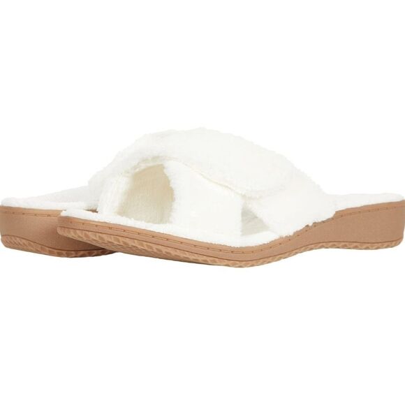 David Tate Women's 12W Bone Terry Cloth Slides - New - Picture 2 of 7